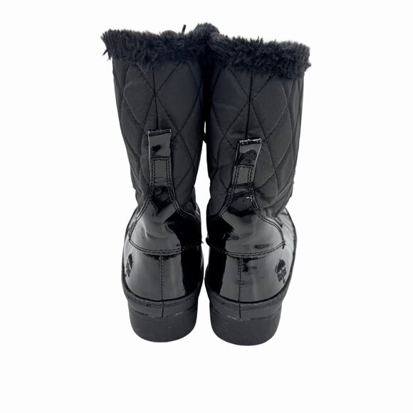 TOTES CLAUDIA BLACK QUILTED & SHINY LACE UP WINTER SNOW BOOTS W/ FAUX FUR 7 - Picture 5 of 9